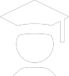 Bildung Icon von einer Person mit einer Abschlussmütze